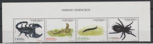 1997 Guinea Bissau Mi. 1252 - 1255 Poisonous Animals Snake Scorpio Spider-