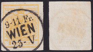 Austria - 1850 - Scott #1 - used - sharp WIEN pmk