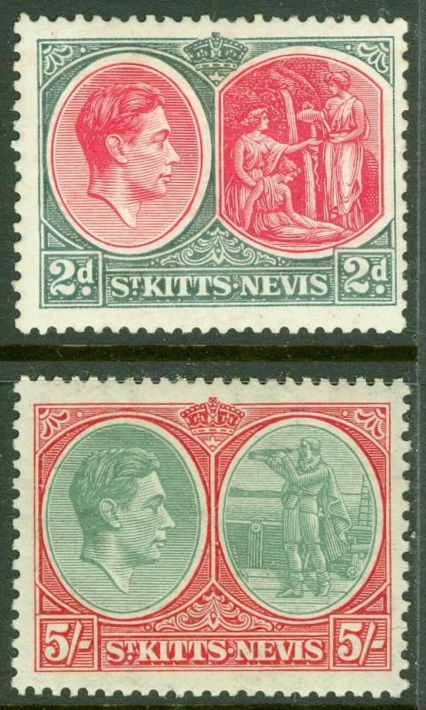 EDW1949SELL : ST KITTS 1938 Scott #82a, 88a Perf 13 x 11½. VF, Mint OG. Cat $65.