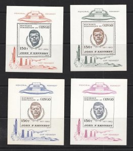 CONGO 1966 Pres. John F. Kennedy (4 Sheets, Pf & Impf) MNH CV$80+