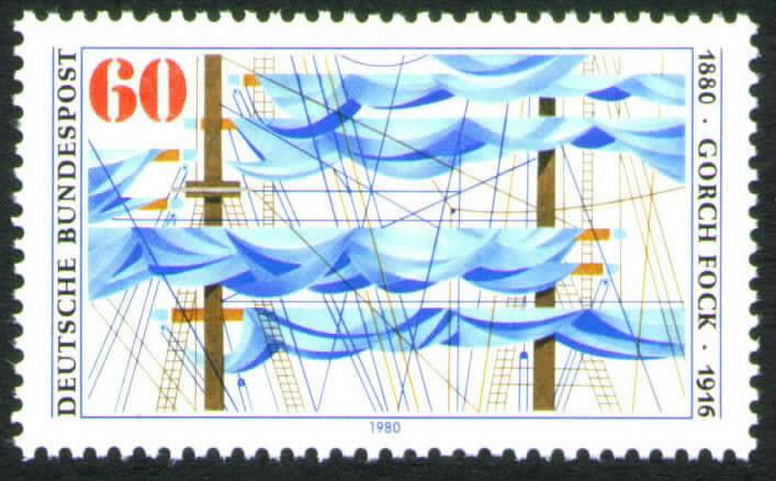 Germany Scott 1337 Mint No Gum MNG 1980 ship stamp