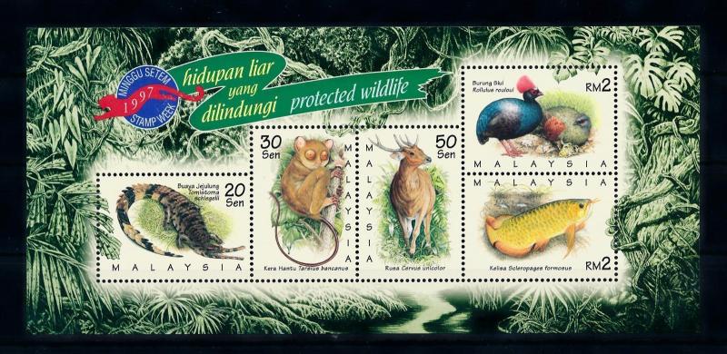 [50003] Malaysia 1997 Animals Wild life Crocodile Bird Fish MNH Sheet