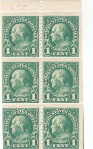 Scott# 552a - 1c Deep Green - Franklin - perf 11 booklet pane of 6 - MH