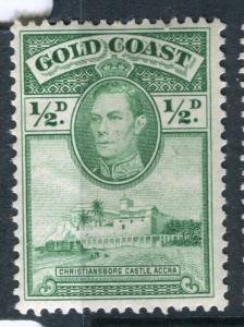 GOLD COAST;  1938 early GVI issue fine Mint hinged 1/2d. value