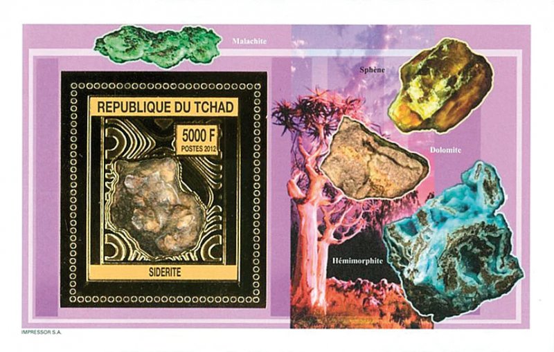 Chad 2012 Perf. Minerals Gold issue (2012) full No. 2555 - 2556 - BL. 441 - 442-