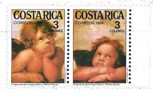 #6119 COSTA RICA 1984  ART PAINTING RAFAEL SANZIO PAIR YV 401-2 MNH