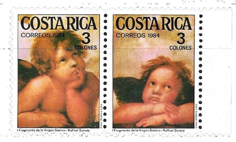 #6119 COSTA RICA 1984  ART PAINTING RAFAEL SANZIO PAIR YV 401-2 MNH