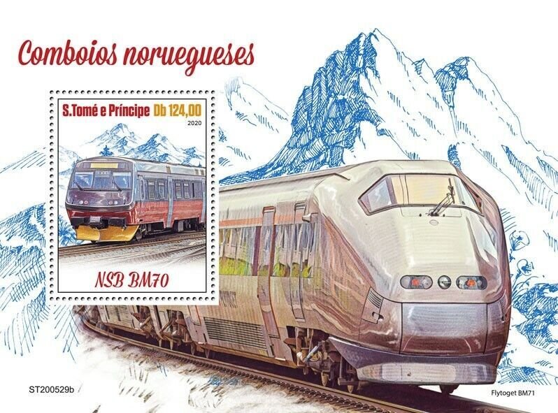 Sao Tome & Principe Norwegian Trains Stamps 2020 MNH NSB Railways Rail 1v S/S 