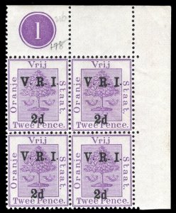 Orange Free State 1900 QV Brit Occ 2d on 2d bright mauve THICK V SG 114, 125