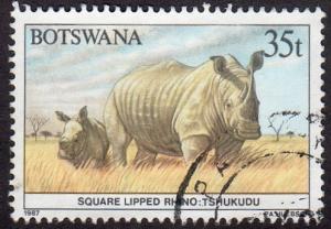 Botswana 417 - Used - 35t Square-lipped Rhinoceros (1987) (cv $3.50)