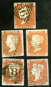 Great Britian Stamps # 3 Used VF Lot Of 5 Used Scott Value $162.00