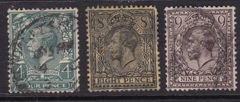 GREAT BRITAIN  ^^^^^GEOV x3 used CLASSICS $ 21.50@ lar4463gb