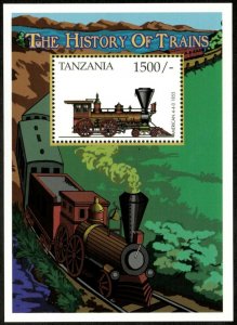 Tanzania 1999 - History of Trains, American - Souvenir Sheet - Scott 1949 - MNH