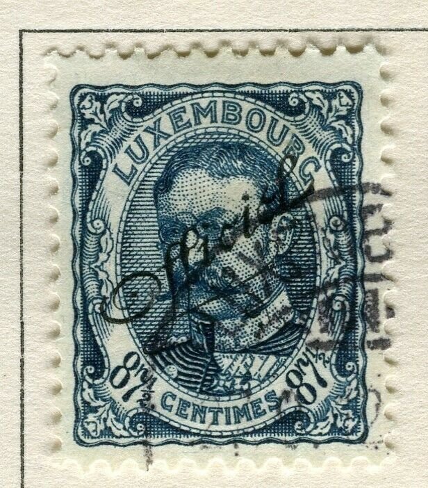 LUXEMBOURG; 1908 early Duke William OFFICIAL Optd issue fine used 87.5c. 