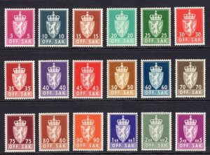 Norway 1955-1961 Coat Of Arms Officials #O65-O82 Facit Tj 75/97 VF Mint OG NH