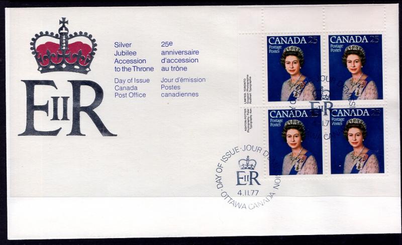 Canada 704 Queen Elizabeth II Plate Block Canada Post U/A FDC