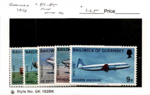 Guernsey, Postage Stamp, #81-85 Mint Hinged, 1973 Airplane (AC)