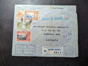 1941 Registered Hong Kong Airmail Cover to Saskatoon Canada