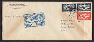 Horta Portugal to Chicago IL 1939 First Flight #10 Cover