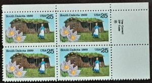 US Scott # 2416; 25c So. Dakota, block of 4 from 1989; MNH, og; VF/XF centering