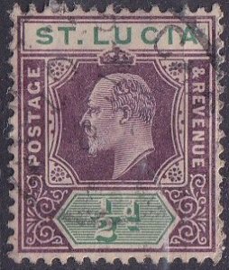 Saint Lucia 50 (used) ½p Edward VII, vio & grn (1904)