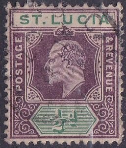Saint Lucia 50 (used) ½p Edward VII, vio & grn (1904)