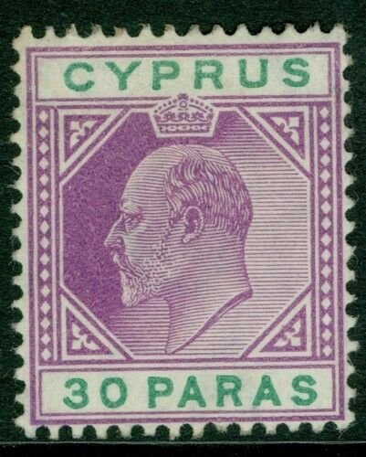 CYPRUS SG63, 30pa purple & green, VLH MINT. Cat £16. 