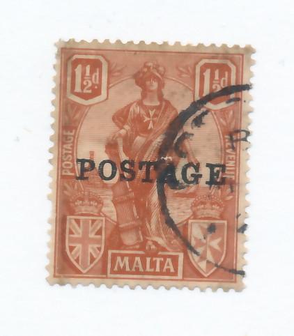Malta 1926 Scott 119 used - 1.1/2p, Malta OVPT Postage