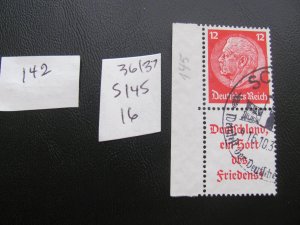 GERMANY 1936/37 USED  MI.  S145 Booklet  XF 16 EUROS (142)