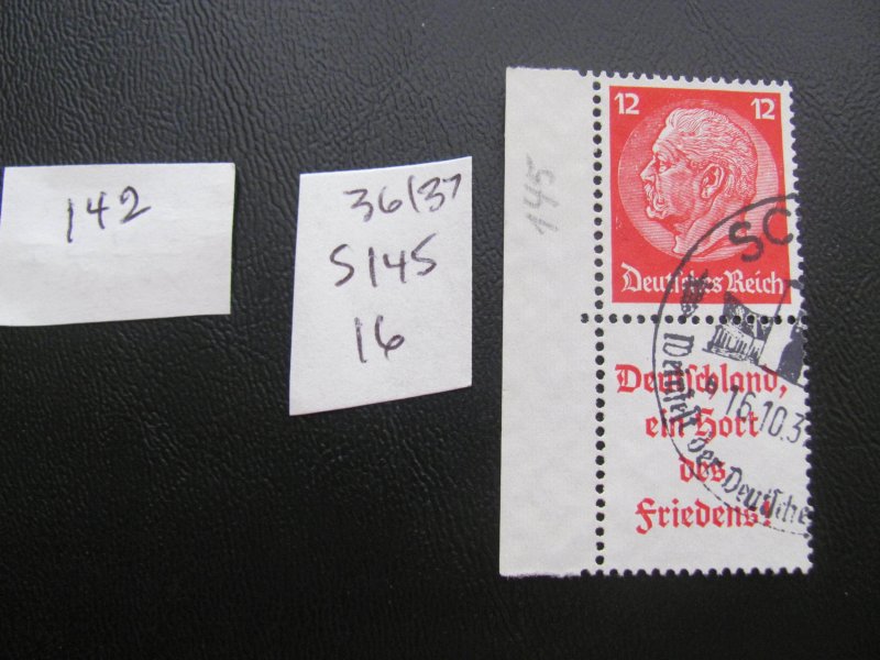 GERMANY 1936/37 USED  MI.  S145 Booklet  XF 16 EUROS (142)