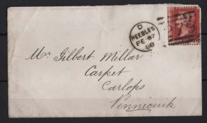 GB 1858 1d plate 225 sg43 fine used on neat cover from Peebles to Pennycuick