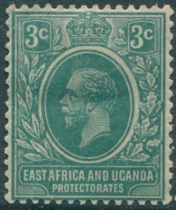 Kenya Uganda and Tanganyika 1912 SG45a 3c blue-green KGV MH (amd)