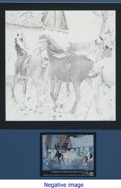 Denmark Danmark Scott 590 engraved by  Cz. Slania, special print, horses 