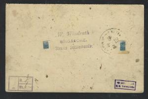 LABUAN COVER (P0804B) QV 1C PSC 1896 WINDRATH SENT TO RUSSIA ALAS STAMP FELL OFF