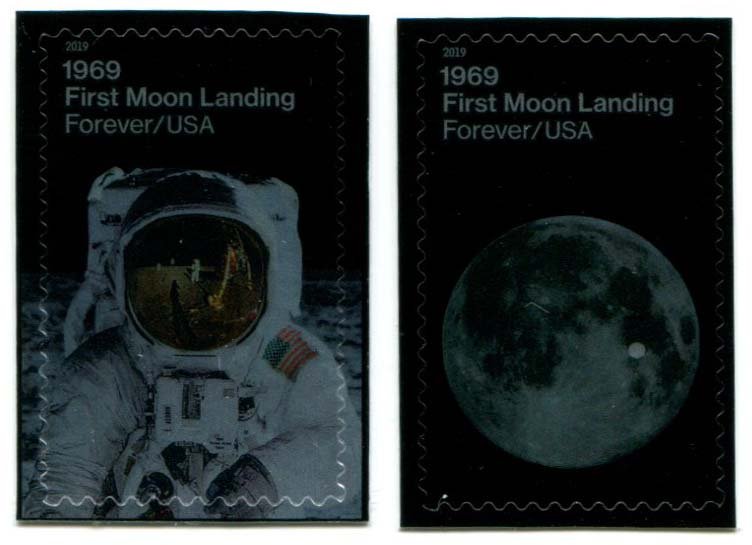 5399-5400 US (55c) Moon Landing Anniv SA, MNH sgls