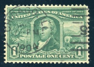 US Stamp #323 Robert Livingston 1c - PSE Cert - VF-XF 85 - USED - SMQ $35.00