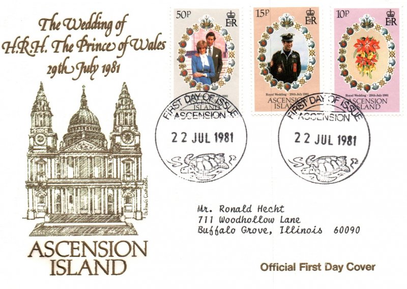 Ascension 294-296 Royal Wedding Typed FDC
