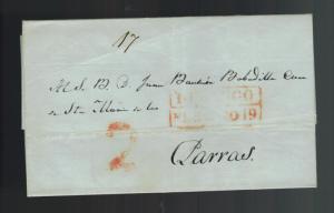 1849 Parras Mexico Stampless Letter sheet Cover Local 2