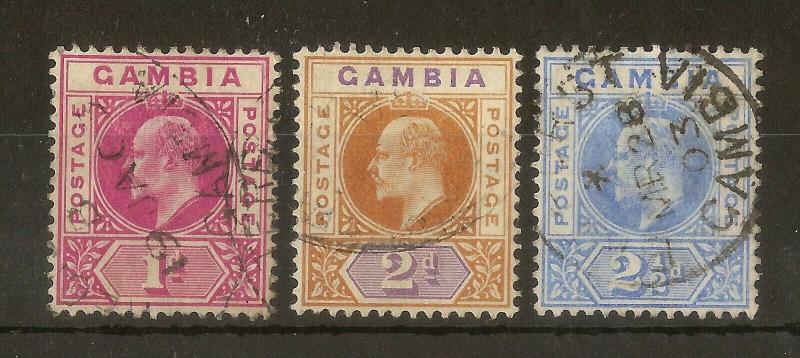 Gambia 1902 1d, 2d 2.5d SG46-48 Fine Used Cat£21