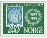 Norway NK 425 The Stamp Jubilee 20 Øre Blue,Dark green