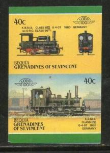 St. Vincent Gr. Bequia 1987 KBSt.B 1880 Germany  Locomotive Sc 14 Imperf Pair...