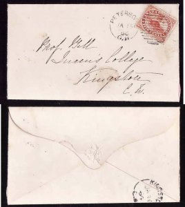 Canada-cover#14370-5c Beaver-duplex cancel-Peterboro,CW-Ja 15 1866-B/S Kingston