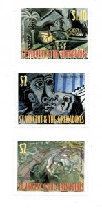 St. Vincent 1998 SC# 2624-6 Pablo Picasso Art, Painting - Set of 3 Stamps - MNH