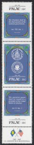 Palau 1987 MNH Sc 157a 14c Constitution Articles Triptych plus label