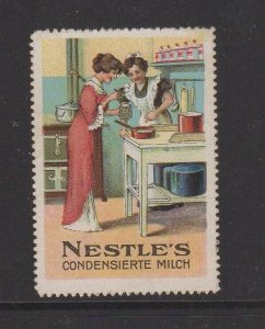 Germany - Nestle's Condensed Milk Advertising Stamp, Women in Kitchen - NG