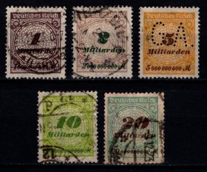 Germany 1923 Weimar Rep. Definitives surch in Milliarden, Part Set to 20M [Used]