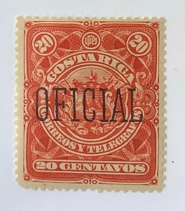 Costa Rica 1892 Scott o35 MH - 20c, Coat of Arms