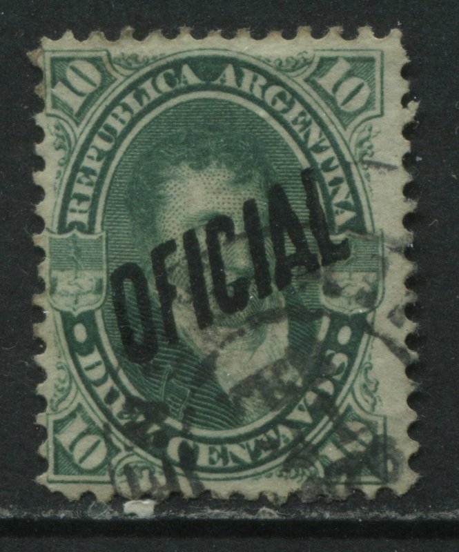 Argentina 1884 10 centavo green overprinted Official used 