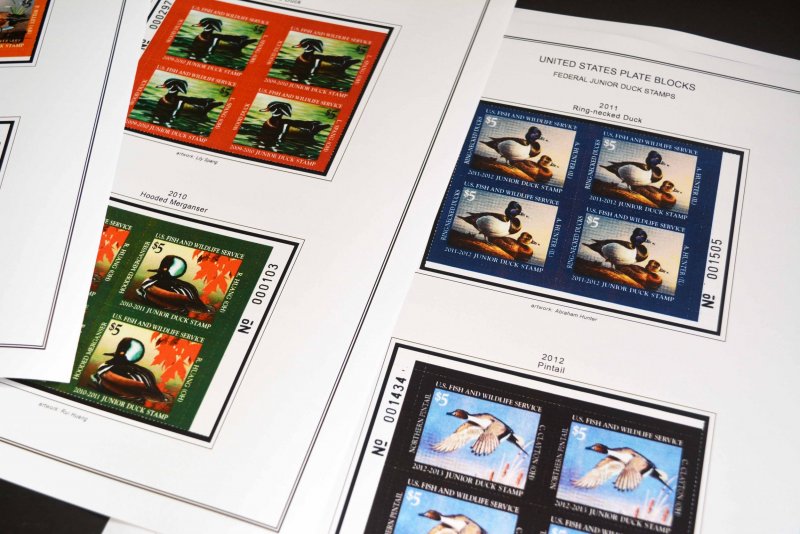 COLOR PRINTED US JUNIOR DUCK STAMPS 1992-2020 STAMP ALBUM PAGES (21 ill. pages)