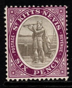 ST.KITTS-NEVIS SG19a 1905 6d BLACK & DEEP PURPLE CHALKY PAPER MTD MINT